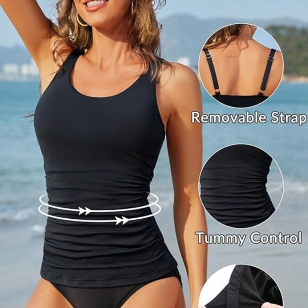Aqua Eve Tankini Tummy Control Swim Tank Top Swimsuit Size MED NWT #2262